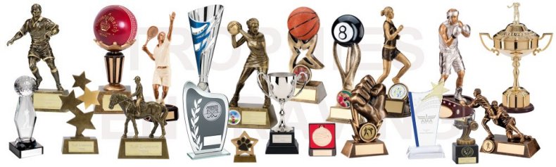 A display of trophies, medals and cups at Trophies and Engraving